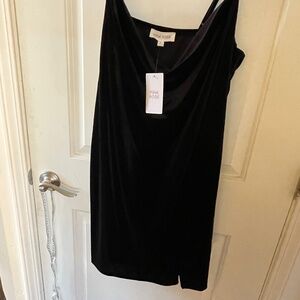 Black, cowl neck, velvet mini dress. NWT, by Pink Rose, size XL.